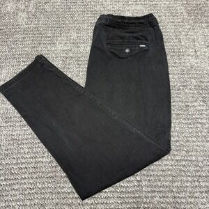 RSQ Mens Pull On Pants XL Black Casual Elastic Waist Drawstring Stretch Cotton